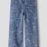 Name It 13259841 NMFROSE WIDE AOP JEANS 2633-IM Medium Blue Denim FLOWER
