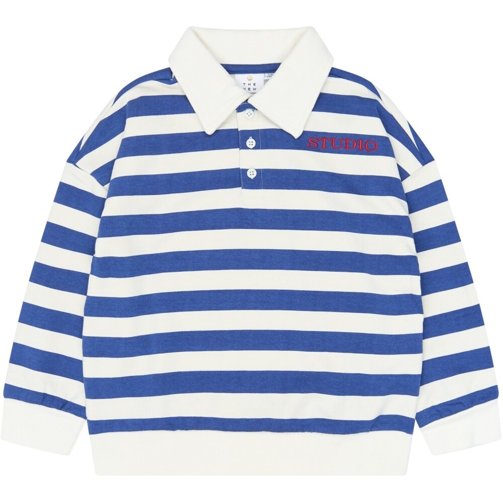 The New TN7313 Vidar OS Polo Sweatshirt Mazarine Blue Striped The New TN7313 Vidar OS Polo Sweatshirt Mazarine Blue Striped