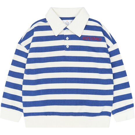 The New TN7313 Vidar OS Polo Sweatshirt Mazarine Blue Striped The New TN7313 Vidar OS Polo Sweatshirt Mazarine Blue Striped