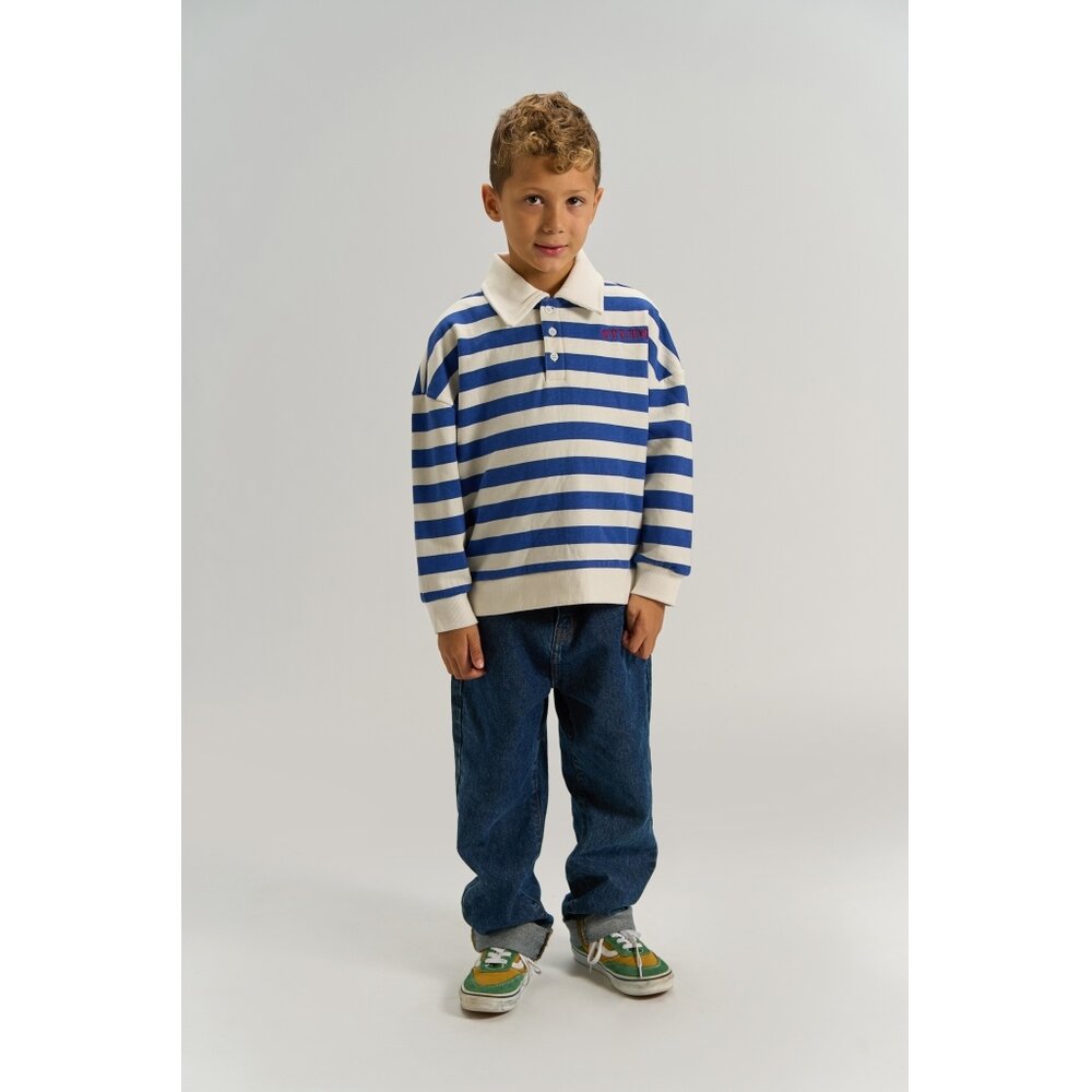 The New TN7313 Vidar OS Polo Sweatshirt Mazarine Blue Striped The New TN7313 Vidar OS Polo Sweatshirt Mazarine Blue Striped