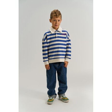 The New TN7313 Vidar OS Polo Sweatshirt Mazarine Blue Striped The New TN7313 Vidar OS Polo Sweatshirt Mazarine Blue Striped