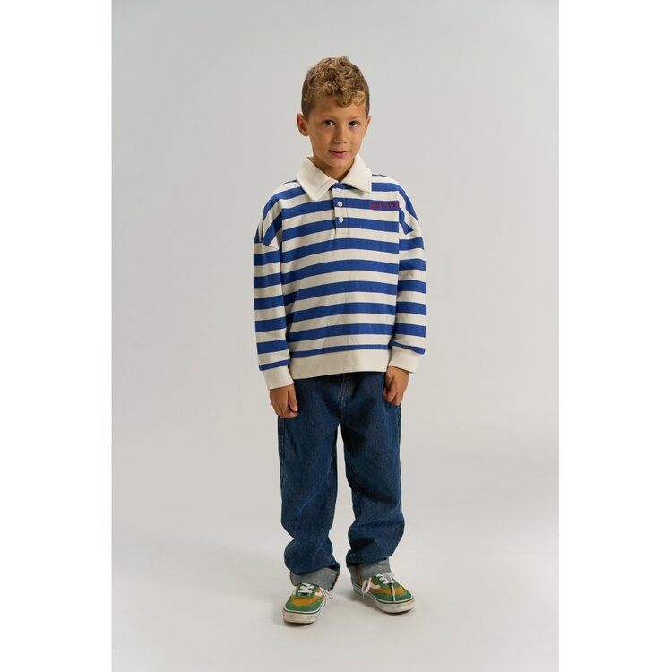 The New TN7313 Vidar OS Polo Sweatshirt Mazarine Blue Striped