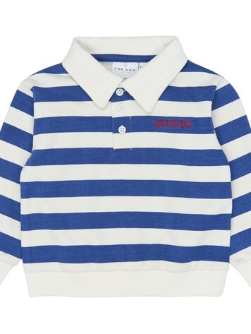 The New TNST7202 Vidan OS Polo Sweatshirt Mazarine Blue Striped