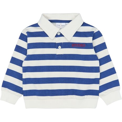 The New TNST7202 Vidan OS Polo Sweatshirt Mazarine Blue Striped The New TNST7202 Vidan OS Polo Sweatshirt Mazarine Blue Striped