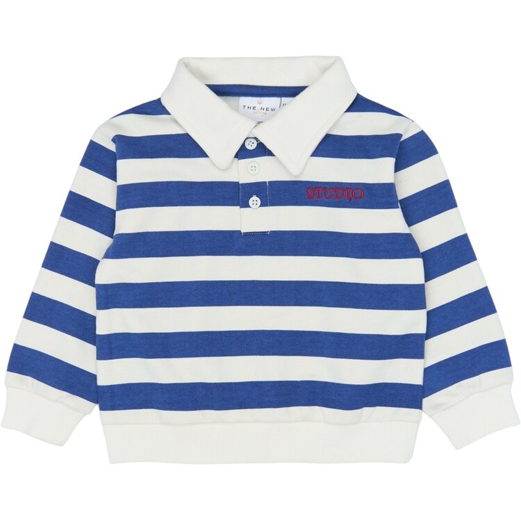 The New TNST7202 Vidan OS Polo Sweatshirt Mazarine Blue Striped