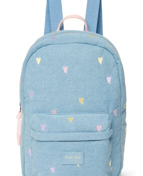 Studio Noos Denim Midi Backpack Light Blue Hearts Studio Noos Denim Midi Backpack Light Blue Hearts