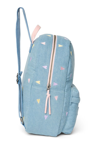 Studio Noos Denim Midi Backpack Light Blue Hearts