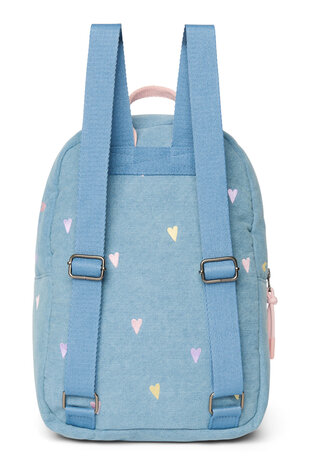 Studio Noos Denim Midi Backpack Light Blue Hearts