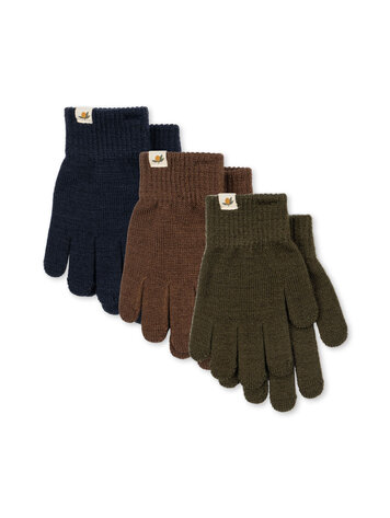 Konges Slojd 3 PACK FILLA GLOVES FOREST MIX