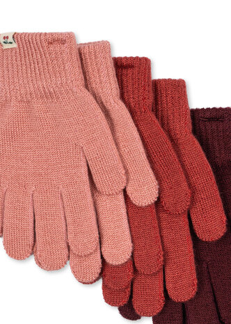 Konges Slojd 3 PACK FILLA GLOVES ROSE MIX Konges Slojd 3 PACK FILLA GLOVES ROSE MIX