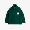 Mini Rodini Panda patch chunky knit half zip sweater Green