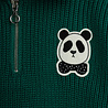 Mini Rodini Panda patch chunky knit half zip sweater Green