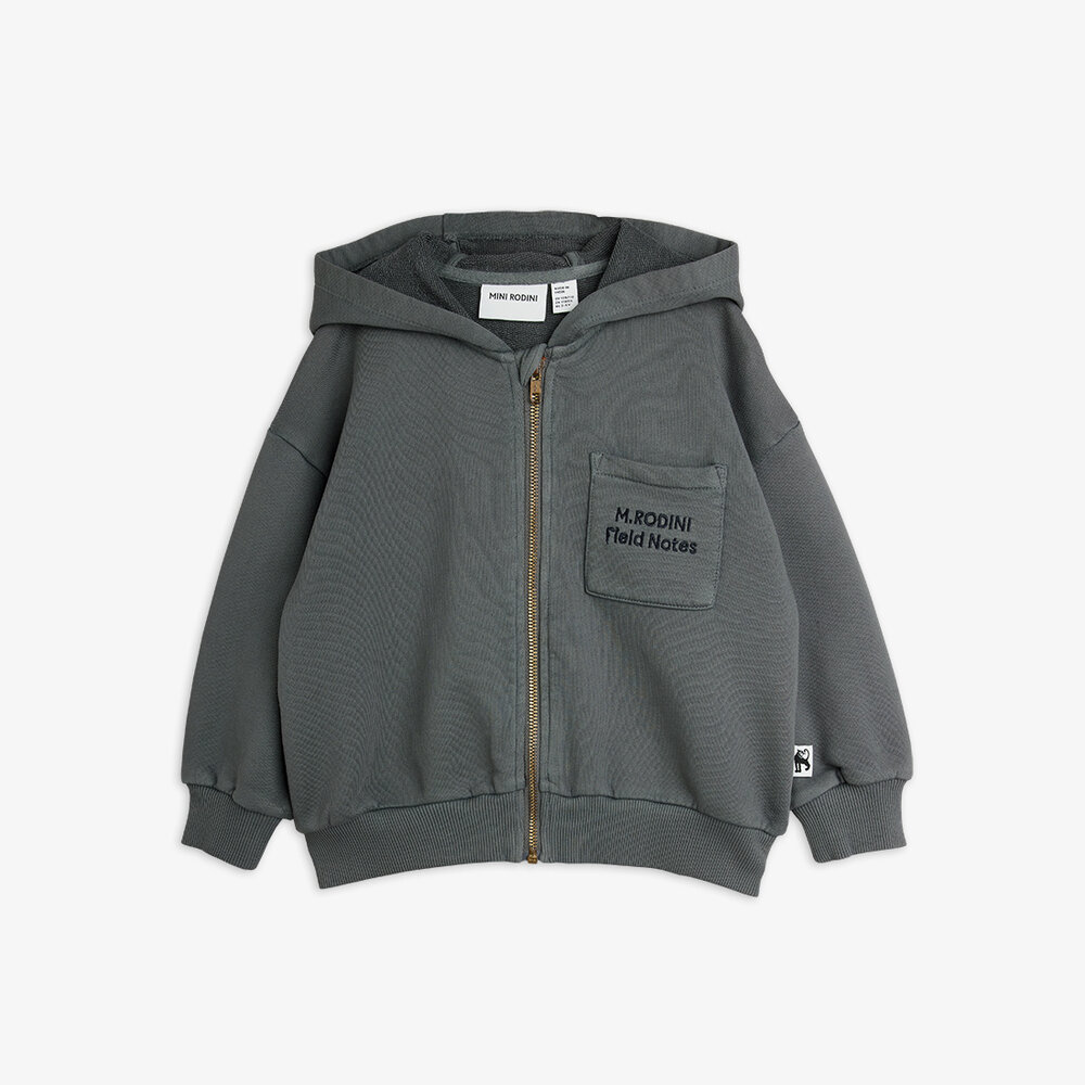 Mini Rodini M.Rodini field notes emb hoodie Grey Mini Rodini M.Rodini field notes emb hoodie Grey