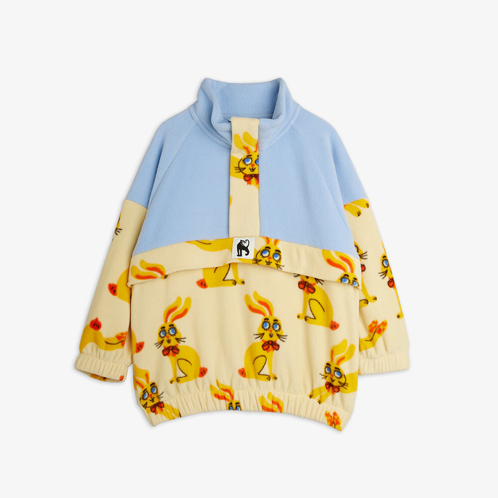 Mini Rodini Rabbits aop fleece halfzip sweater Yellow Mini Rodini Rabbits aop fleece halfzip sweater Yellow