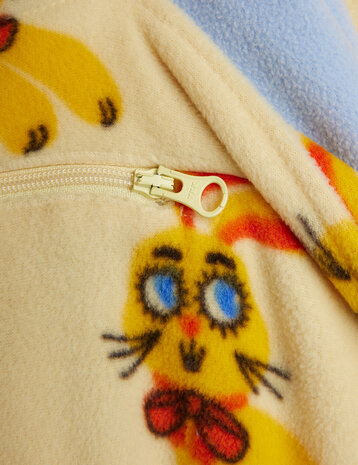 Mini Rodini Rabbits aop fleece halfzip sweater Yellow Mini Rodini Rabbits aop fleece halfzip sweater Yellow