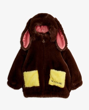 Mini Rodini Rabbit ear faux fur jacket Brown