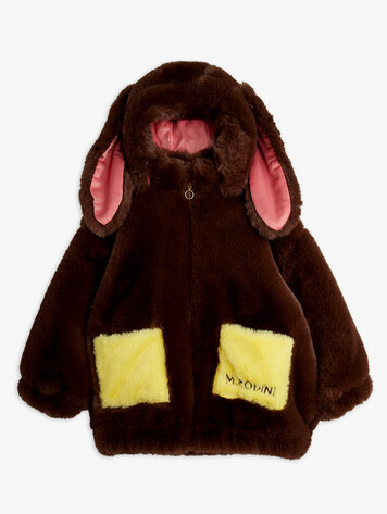 Mini Rodini Rabbit ear faux fur jacket Brown