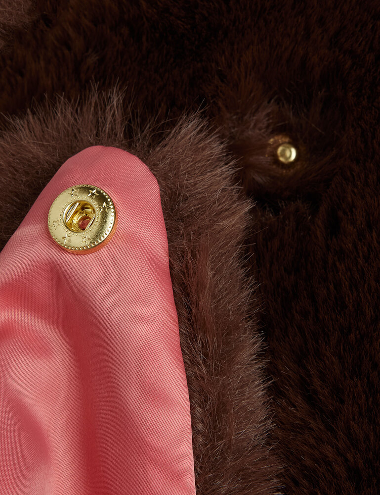 Mini Rodini Rabbit ear faux fur jacket Brown Mini Rodini Rabbit ear faux fur jacket Brown