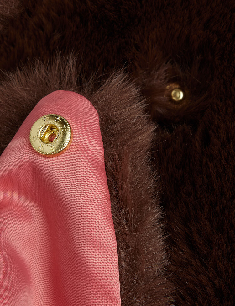 Mini Rodini Rabbit ear faux fur jacket Brown