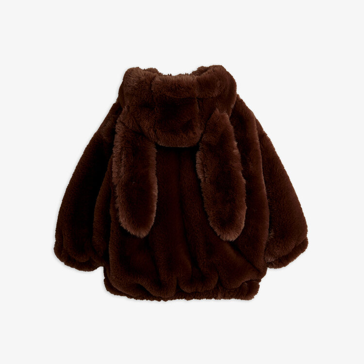 Mini Rodini Rabbit ear faux fur jacket Brown