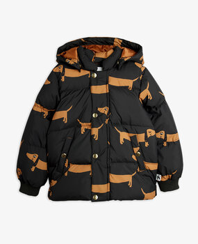 Mini Rodini Dog aop hooded puffer Black