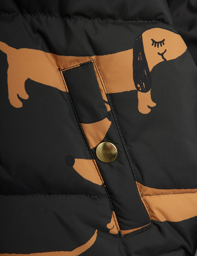 Mini Rodini Dog aop hooded puffer Black