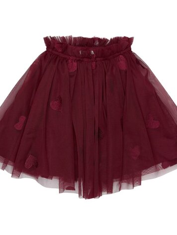 The New Vonda Mesh Skirt Burgundy EMB