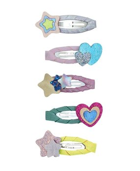 Mimi & Lula Layered Hearts And Stars Mini Hair Clips - Bright Multi