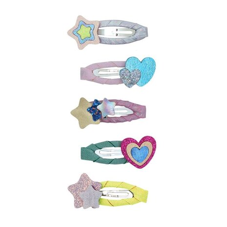 Mimi & Lula Layered Hearts And Stars Mini Hair Clips - Bright Multi Mimi & Lula Layered Hearts And Stars Mini Hair Clips - Bright Multi