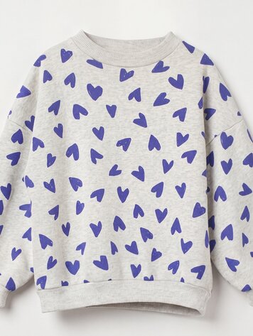 Lötiekids Sweatshirt HEARTS allover - Light Grey Melange