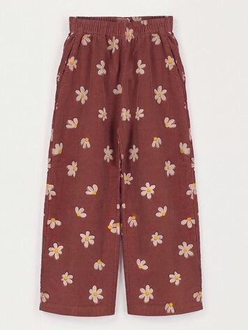 Lötiekids Mini corduroy trousers DAISIES all over - Washed Brown