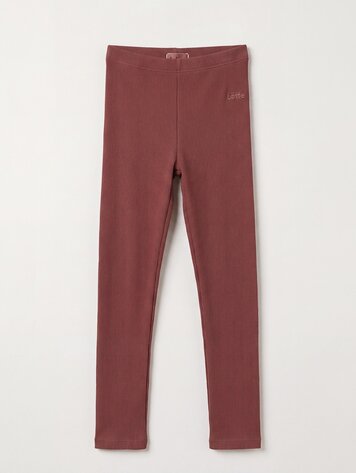 Lötiekids Leggings SOLID + LOTIE embroidery - Washed Brown