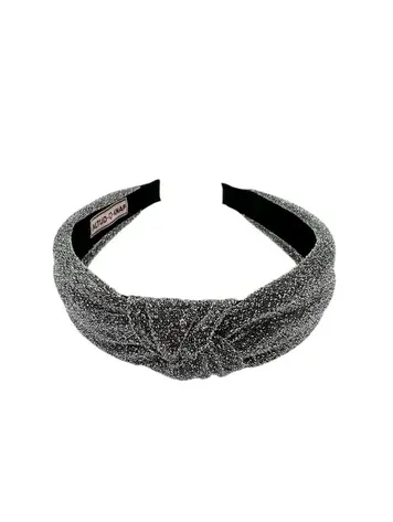 Haarband glitter zilver met knoop
