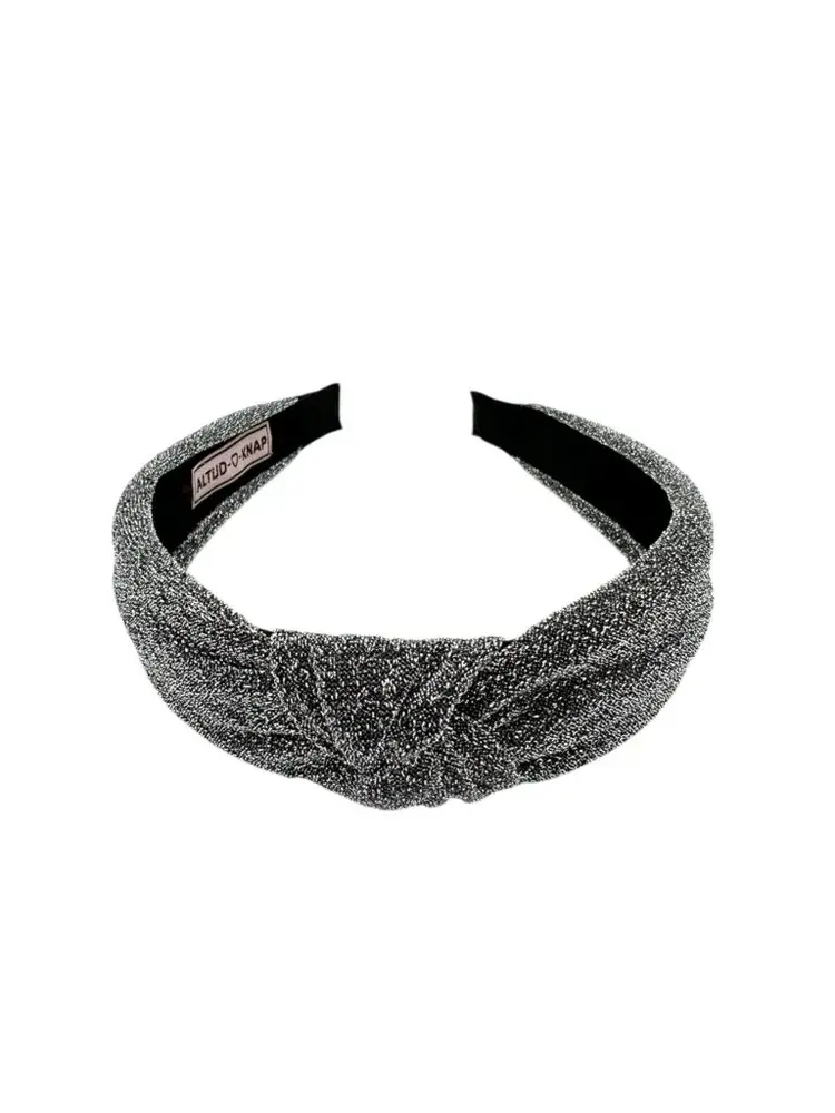 Haarband glitter zilver met knoop