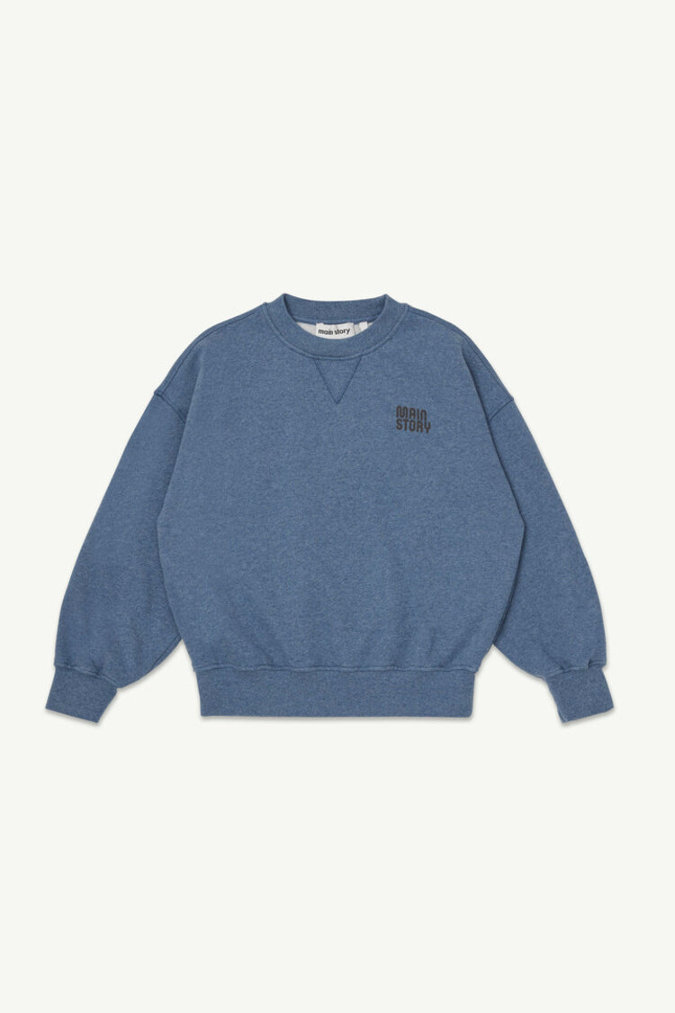 Main Story Crew Sweatshirt Blue Melange Fleece