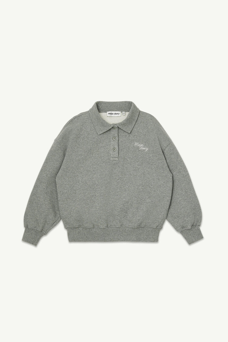 Main Story Polo Sweatshirt Grey Melange Fleece