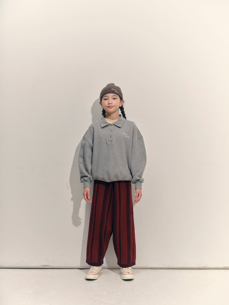 Main Story Polo Sweatshirt Grey Melange Fleece