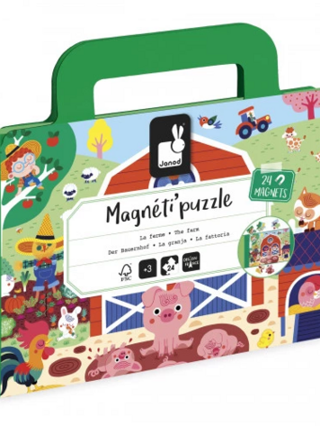 Janod Magnetipuzzel - Boerderij 24 stukjes
