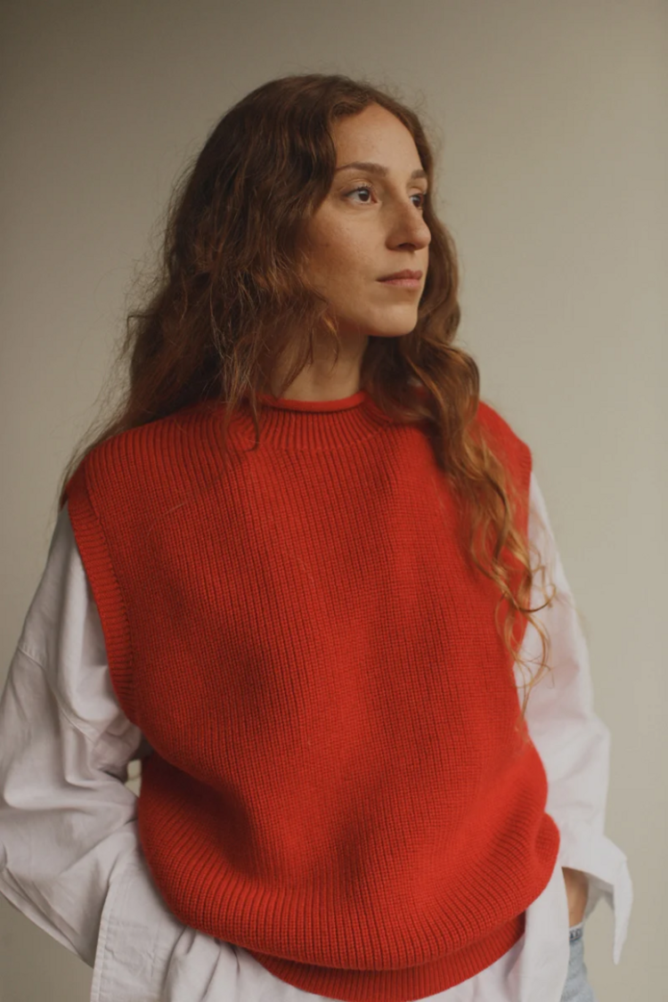 Hvid Vest Helle Adult  Red