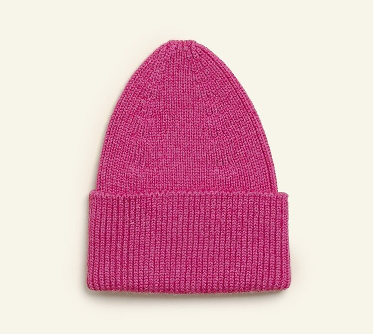 Hvid Beanie Fonzie KIDS - Fuchsia