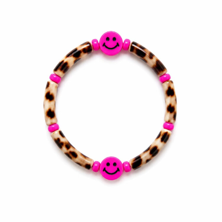 Colori Ribelle Armband tube panter met smiley
