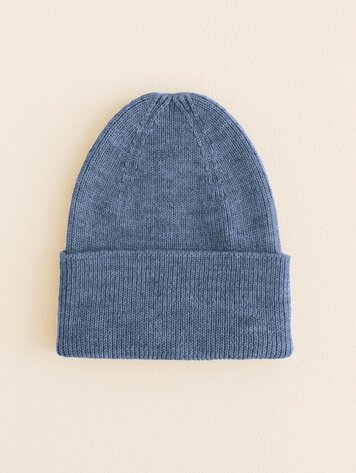 Hvid Beanie Fonzie NEWBORN - Denim