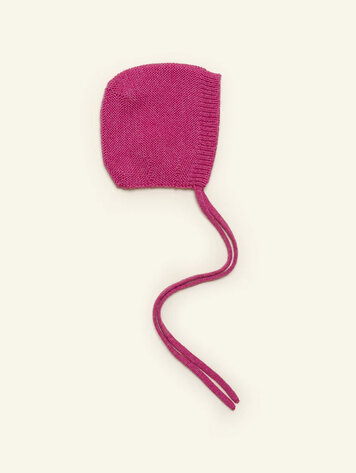 Hvid Bonnet Dolly babymutsje Fuchsia