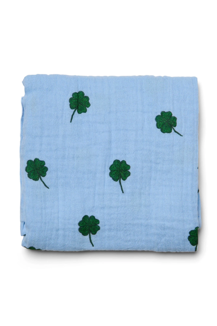 Studio Noos Swaddle Print Medium Light Blue Clover