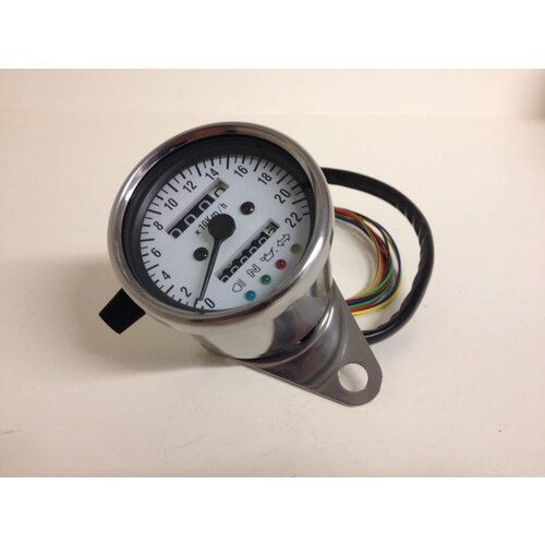 White Speedometer with 4 Function Lights