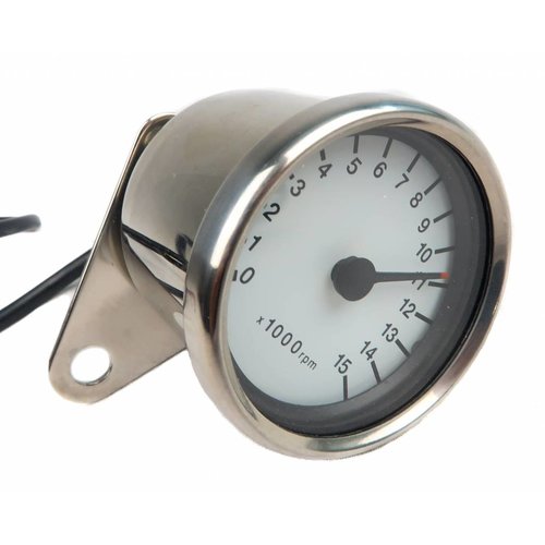 15.000 Edelstahl-Drehzahlmesser D60 mit weißes Ziffernblatt Elektronisch