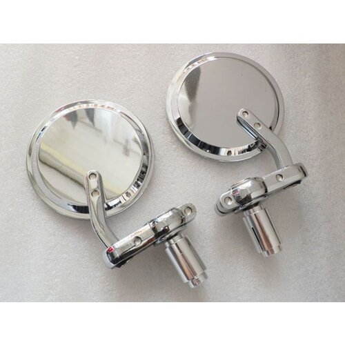 Pair of Chrome 3" Bar End Cafe Racer Mirrors