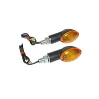 12V 21W Paire de mini clignotants "Cat Eye" noirs et ambrés