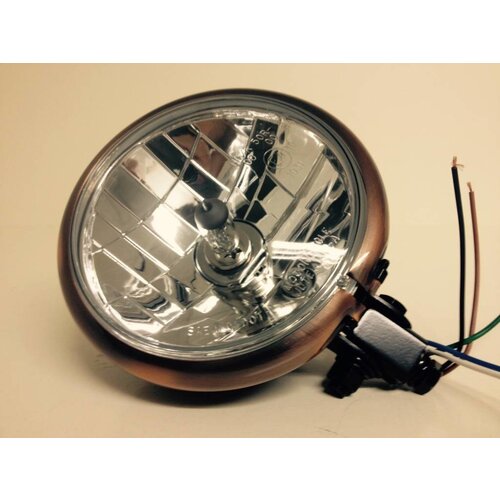 Shin Yo 5.75" Cafe Racer Headlamp H4, Copper & Black, E-mark