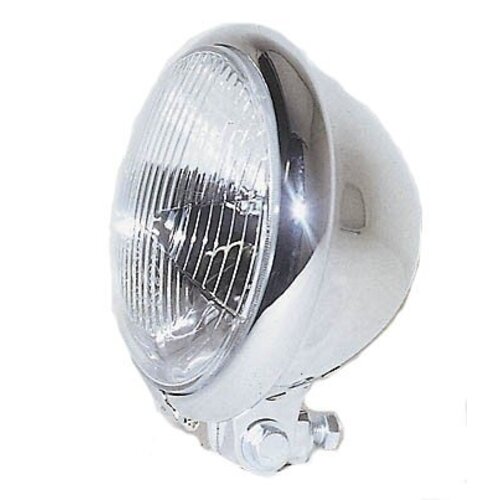 Shin Yo 5.75" Cafe Racer Headlamp H4 Bates Style, Chrome, E-mark